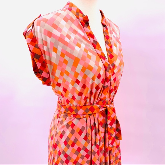BCBG Max Azria Orange Diamond Print Ombré Dress - Picture 7 of 8